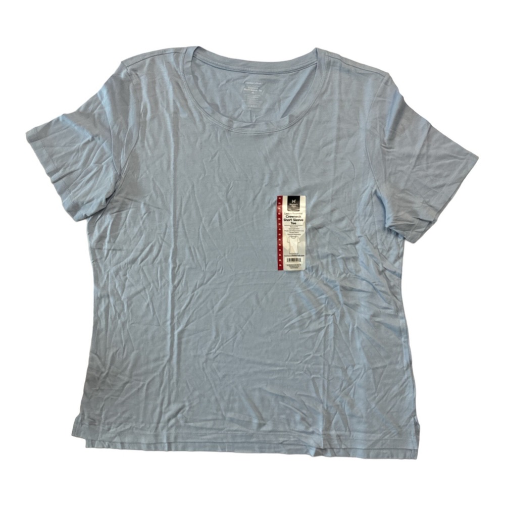 NWT Members Mark Womens Crewneck‎ Short Sleeve Tee Isia Blue Small